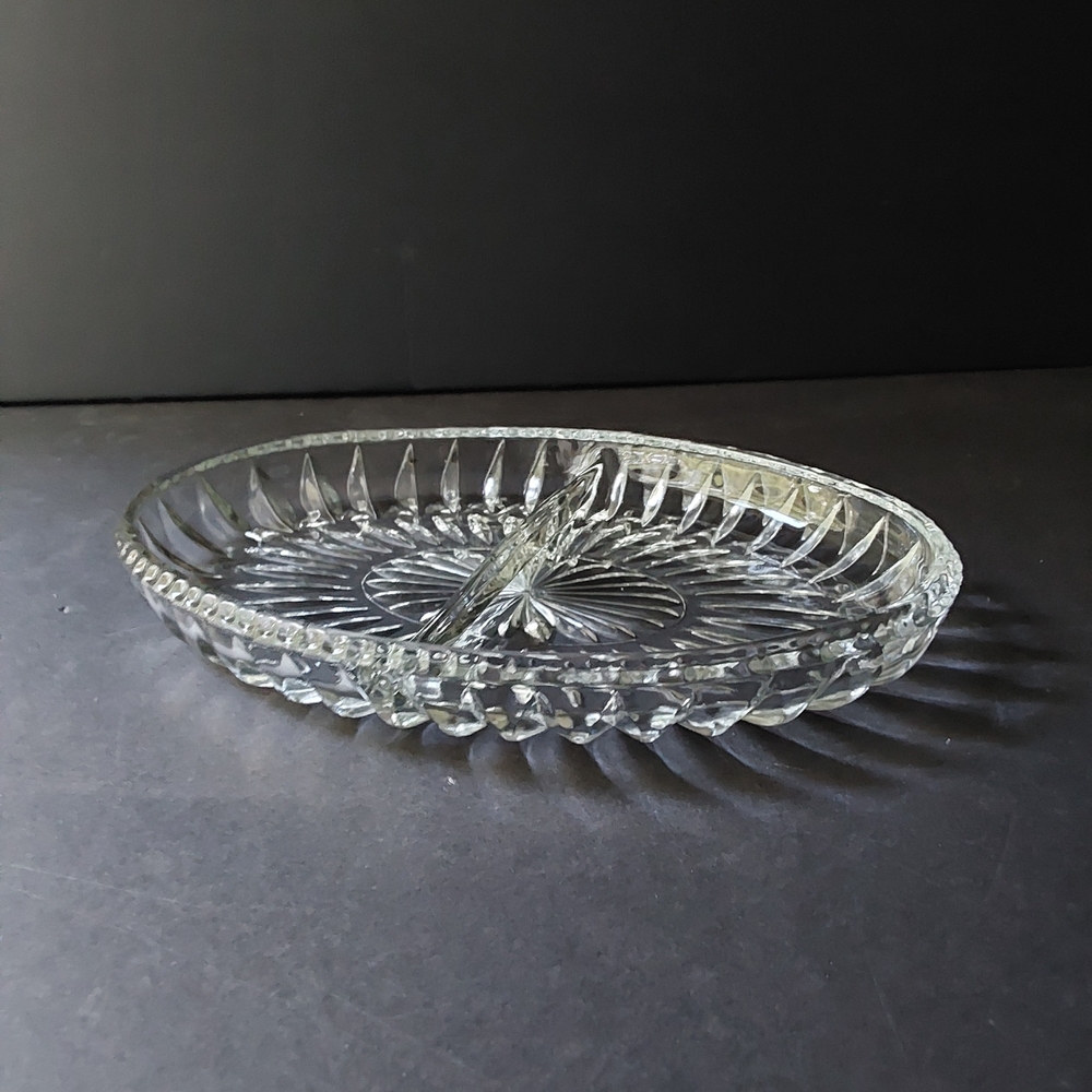 Glass Oval Divided Serving Dish